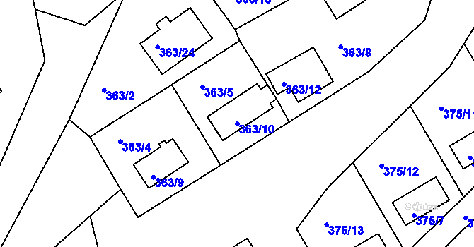 Parcela st. 363/10 v KÚ Černá v Pošumaví, Katastrální mapa