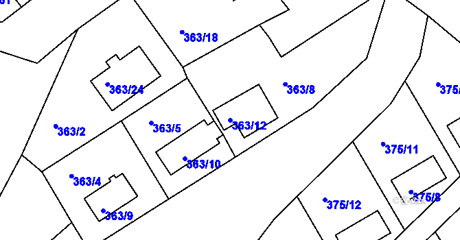 Parcela st. 363/12 v KÚ Černá v Pošumaví, Katastrální mapa