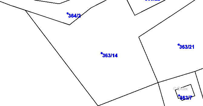 Parcela st. 363/14 v KÚ Černá v Pošumaví, Katastrální mapa