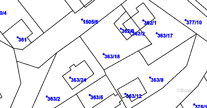 Parcela st. 363/18 v KÚ Černá v Pošumaví, Katastrální mapa