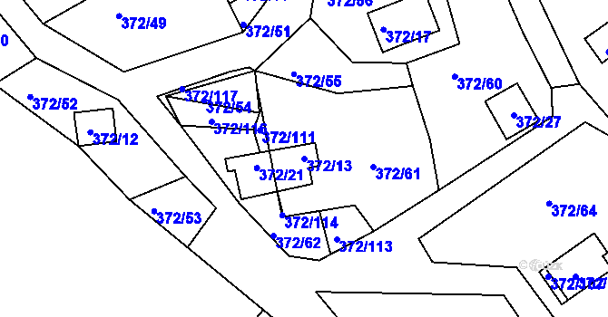 Parcela st. 372/13 v KÚ Černá v Pošumaví, Katastrální mapa