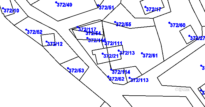 Parcela st. 372/21 v KÚ Černá v Pošumaví, Katastrální mapa