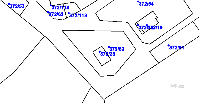 Parcela st. 372/25 v KÚ Černá v Pošumaví, Katastrální mapa