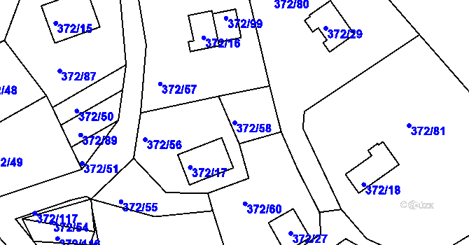 Parcela st. 372/58 v KÚ Černá v Pošumaví, Katastrální mapa