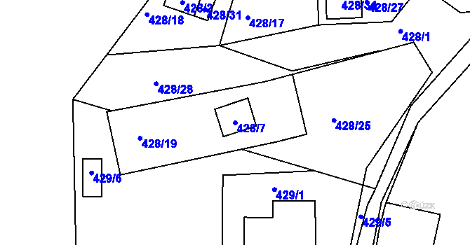 Parcela st. 428/7 v KÚ Černá v Pošumaví, Katastrální mapa
