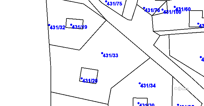 Parcela st. 431/33 v KÚ Černá v Pošumaví, Katastrální mapa