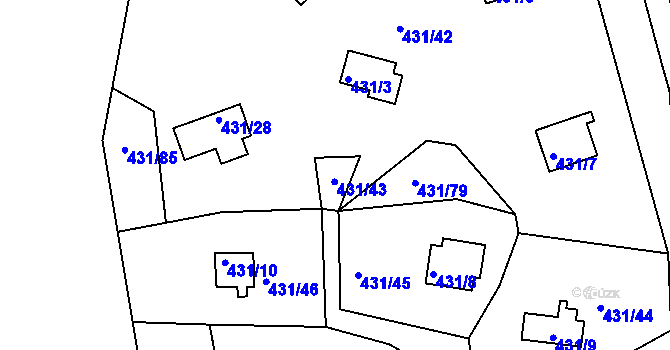 Parcela st. 431/43 v KÚ Černá v Pošumaví, Katastrální mapa