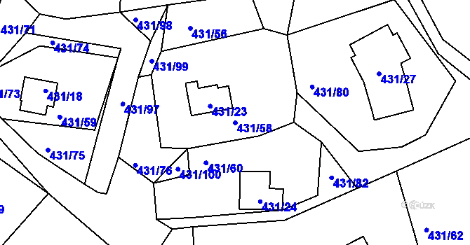 Parcela st. 431/58 v KÚ Černá v Pošumaví, Katastrální mapa