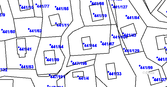 Parcela st. 441/44 v KÚ Černá v Pošumaví, Katastrální mapa