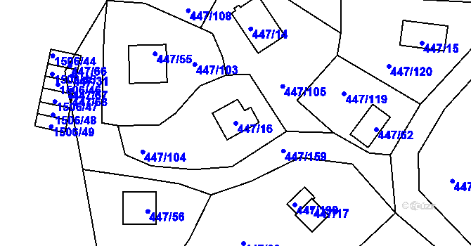 Parcela st. 447/16 v KÚ Černá v Pošumaví, Katastrální mapa