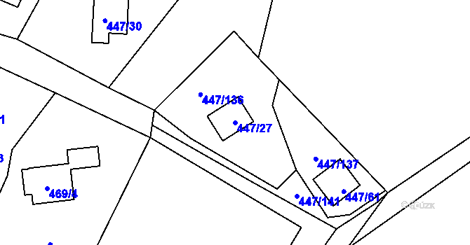 Parcela st. 447/27 v KÚ Černá v Pošumaví, Katastrální mapa