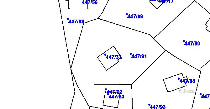 Parcela st. 447/32 v KÚ Černá v Pošumaví, Katastrální mapa