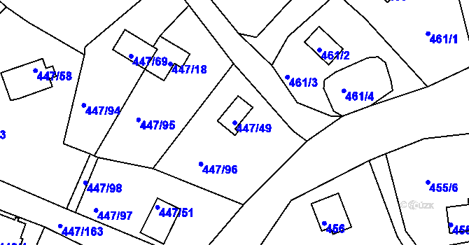 Parcela st. 447/49 v KÚ Černá v Pošumaví, Katastrální mapa