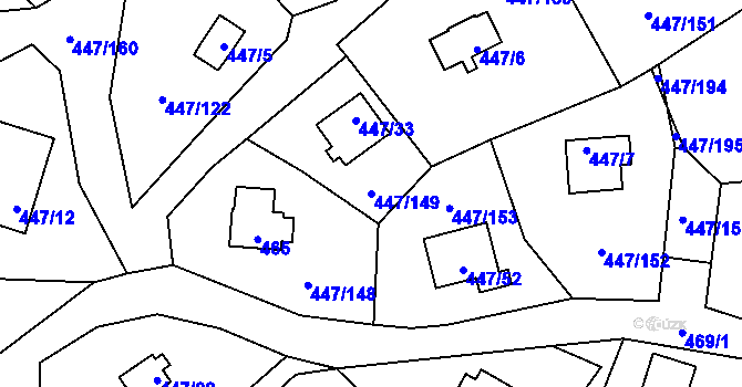 Parcela st. 447/149 v KÚ Černá v Pošumaví, Katastrální mapa