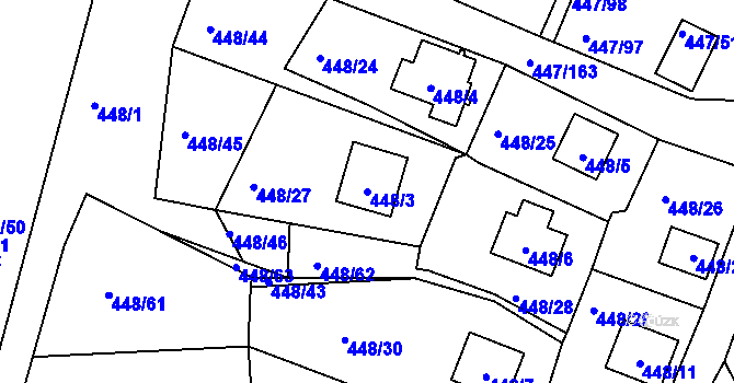 Parcela st. 448/3 v KÚ Černá v Pošumaví, Katastrální mapa