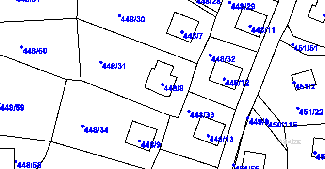 Parcela st. 448/8 v KÚ Černá v Pošumaví, Katastrální mapa
