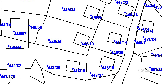 Parcela st. 448/10 v KÚ Černá v Pošumaví, Katastrální mapa