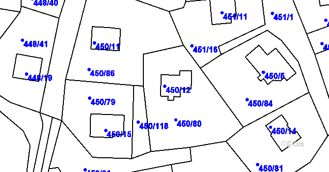 Parcela st. 450/12 v KÚ Černá v Pošumaví, Katastrální mapa