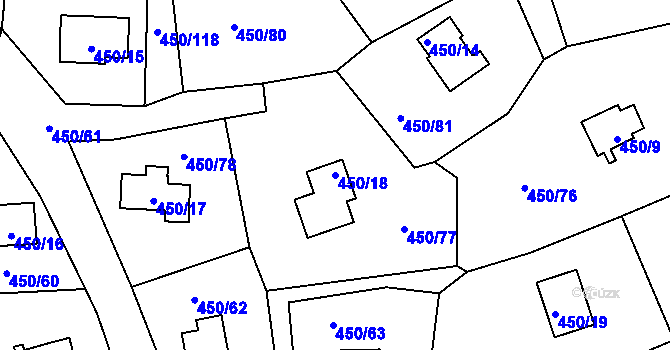 Parcela st. 450/18 v KÚ Černá v Pošumaví, Katastrální mapa