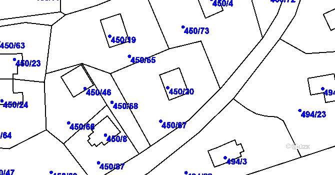 Parcela st. 450/20 v KÚ Černá v Pošumaví, Katastrální mapa