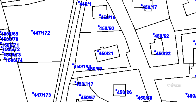 Parcela st. 450/21 v KÚ Černá v Pošumaví, Katastrální mapa