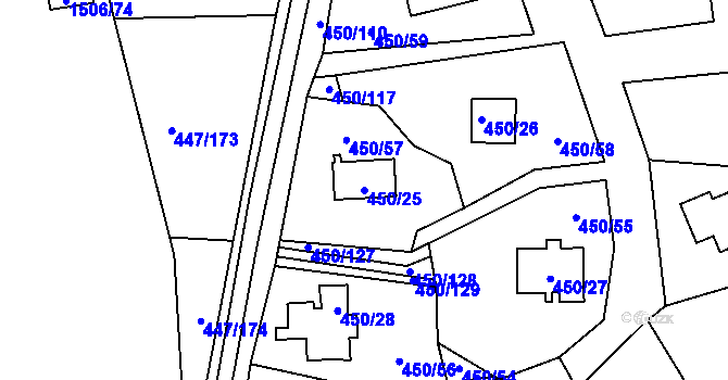 Parcela st. 450/25 v KÚ Černá v Pošumaví, Katastrální mapa