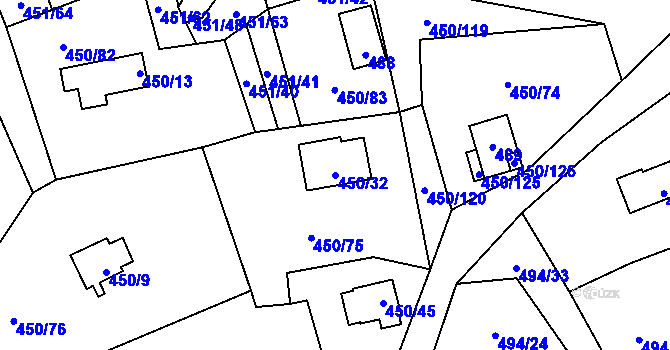 Parcela st. 450/32 v KÚ Černá v Pošumaví, Katastrální mapa