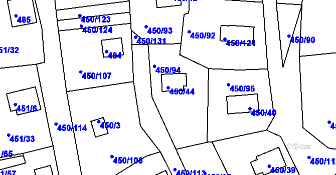 Parcela st. 450/44 v KÚ Černá v Pošumaví, Katastrální mapa