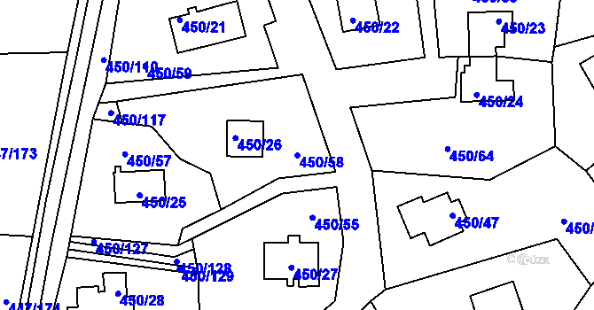 Parcela st. 450/58 v KÚ Černá v Pošumaví, Katastrální mapa