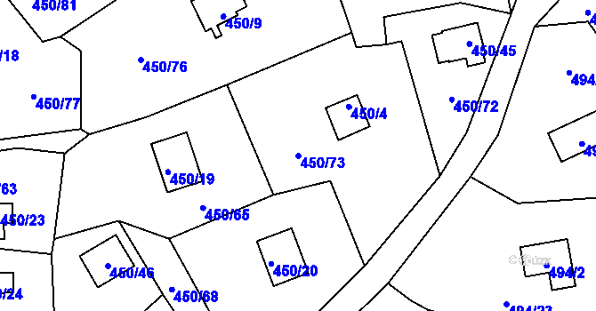 Parcela st. 450/73 v KÚ Černá v Pošumaví, Katastrální mapa