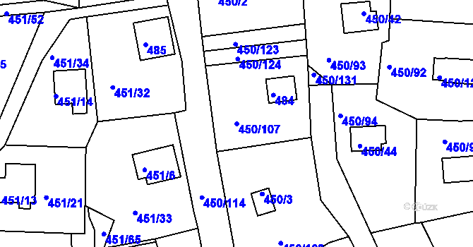 Parcela st. 450/107 v KÚ Černá v Pošumaví, Katastrální mapa