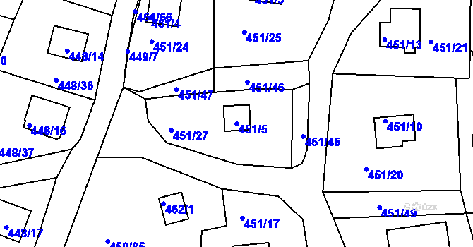 Parcela st. 451/5 v KÚ Černá v Pošumaví, Katastrální mapa