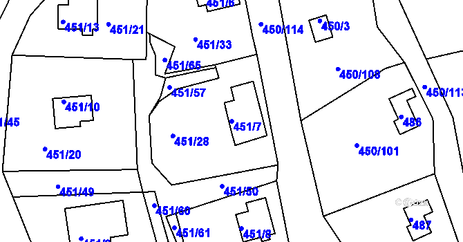 Parcela st. 451/7 v KÚ Černá v Pošumaví, Katastrální mapa