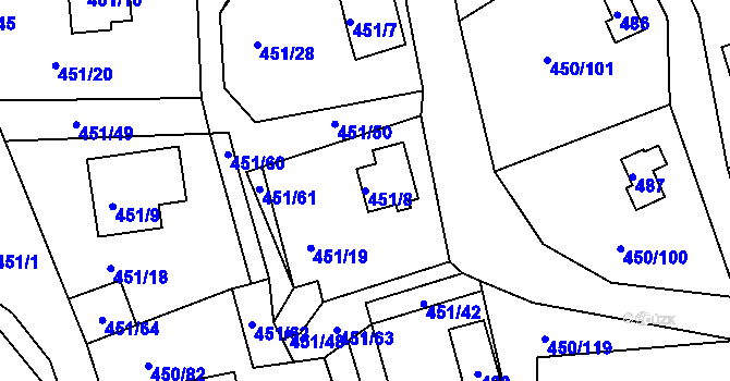 Parcela st. 451/8 v KÚ Černá v Pošumaví, Katastrální mapa