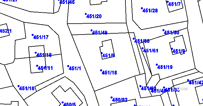 Parcela st. 451/9 v KÚ Černá v Pošumaví, Katastrální mapa