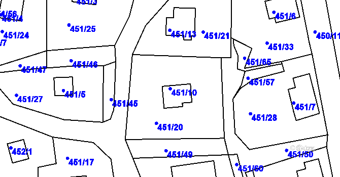 Parcela st. 451/10 v KÚ Černá v Pošumaví, Katastrální mapa