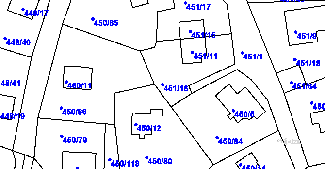 Parcela st. 451/16 v KÚ Černá v Pošumaví, Katastrální mapa