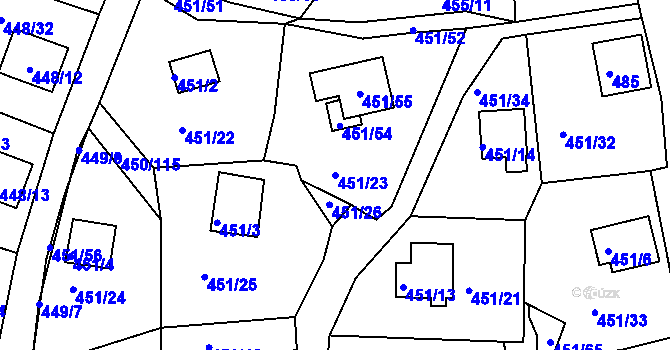 Parcela st. 451/23 v KÚ Černá v Pošumaví, Katastrální mapa