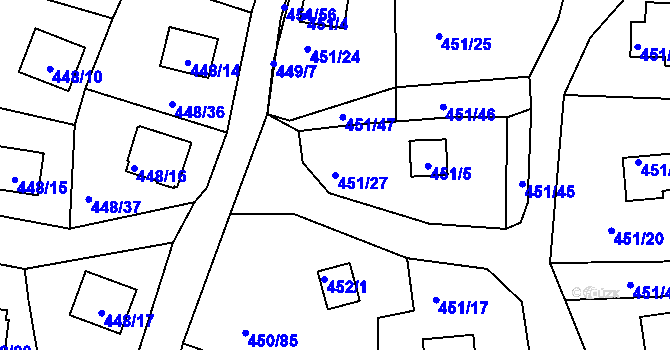 Parcela st. 451/27 v KÚ Černá v Pošumaví, Katastrální mapa