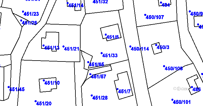Parcela st. 451/33 v KÚ Černá v Pošumaví, Katastrální mapa