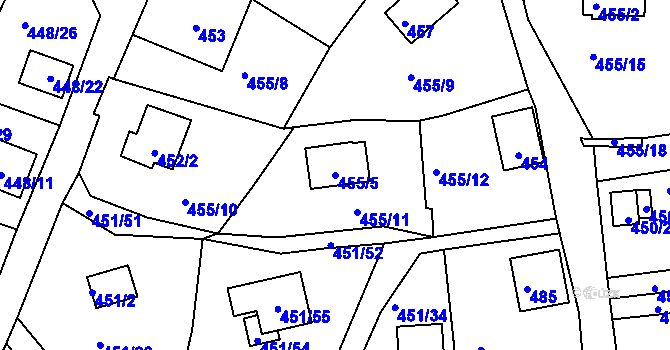 Parcela st. 455/5 v KÚ Černá v Pošumaví, Katastrální mapa