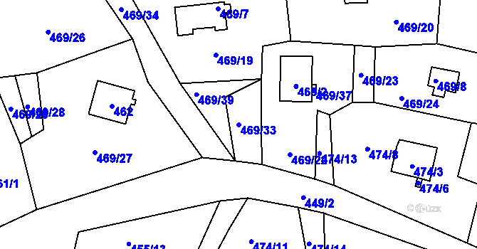 Parcela st. 469/33 v KÚ Černá v Pošumaví, Katastrální mapa