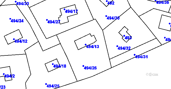 Parcela st. 494/13 v KÚ Černá v Pošumaví, Katastrální mapa