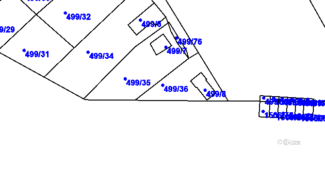 Parcela st. 499/36 v KÚ Černá v Pošumaví, Katastrální mapa