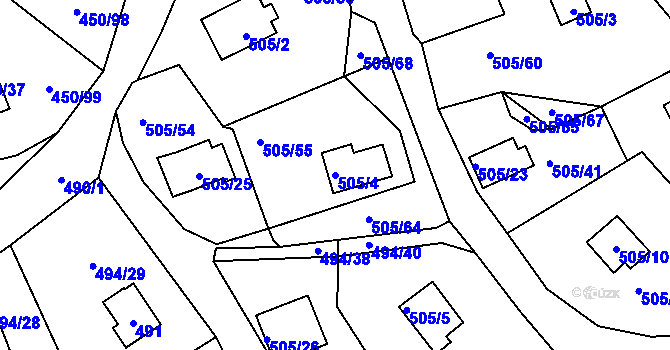 Parcela st. 505/4 v KÚ Černá v Pošumaví, Katastrální mapa