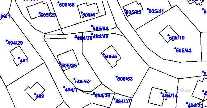 Parcela st. 505/5 v KÚ Černá v Pošumaví, Katastrální mapa