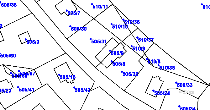 Parcela st. 505/9 v KÚ Černá v Pošumaví, Katastrální mapa