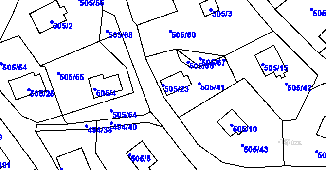 Parcela st. 505/23 v KÚ Černá v Pošumaví, Katastrální mapa