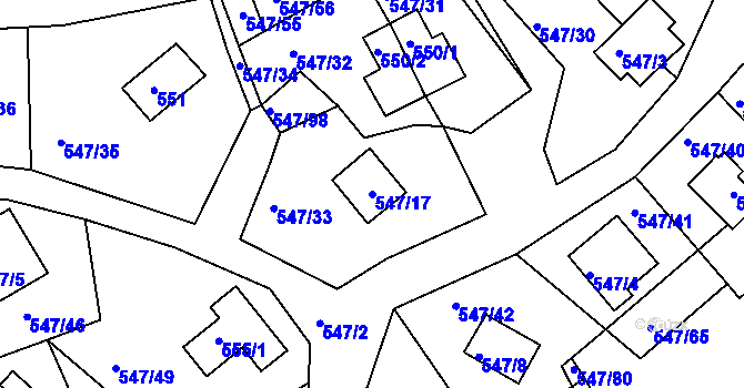 Parcela st. 547/17 v KÚ Černá v Pošumaví, Katastrální mapa