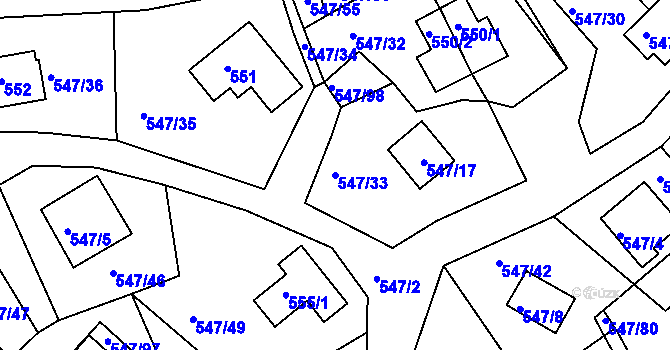 Parcela st. 547/33 v KÚ Černá v Pošumaví, Katastrální mapa